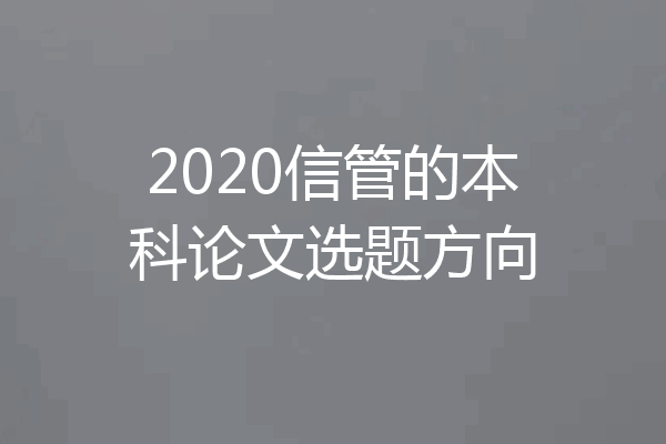 2020信管的本科论文选题方向