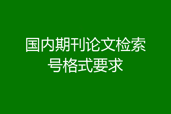 国内期刊论文检索号格式要求