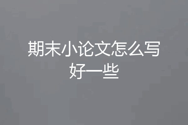 期末小论文怎么写好一些