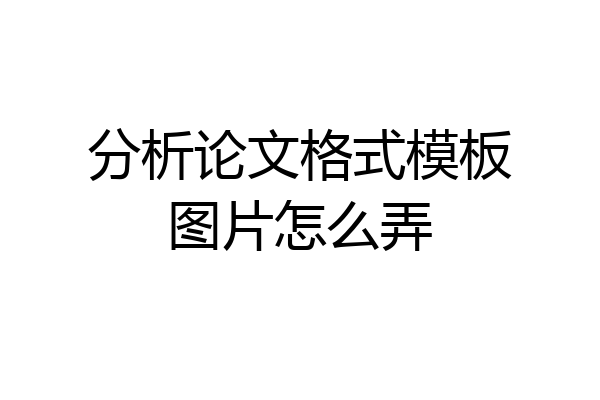 分析论文格式模板图片怎么弄