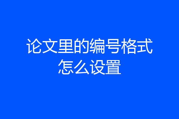 论文里的编号格式怎么设置
