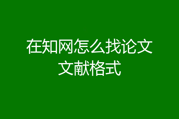 在知网怎么找论文文献格式