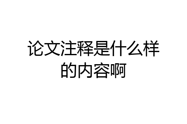 论文注释是什么样的内容啊