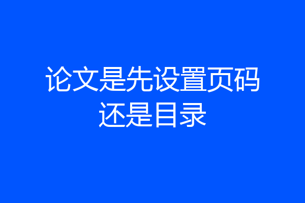 论文是先设置页码还是目录