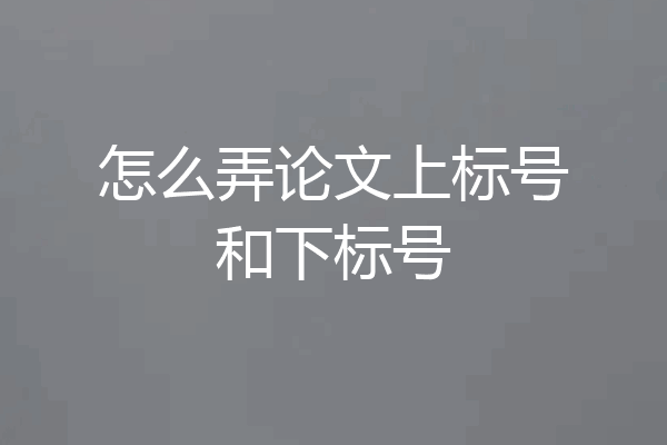 怎么弄论文上标号和下标号