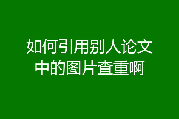 如何引用别人论文中的图片查重啊