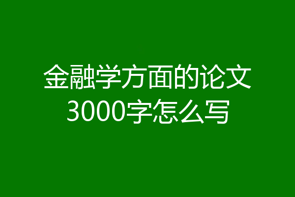 金融学方面的论文3000字怎么写