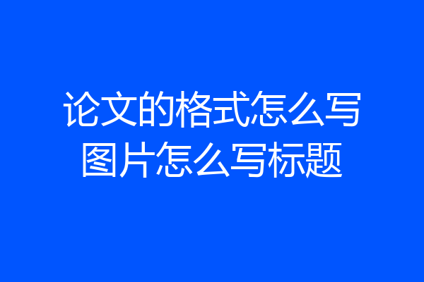 论文的格式怎么写图片怎么写标题