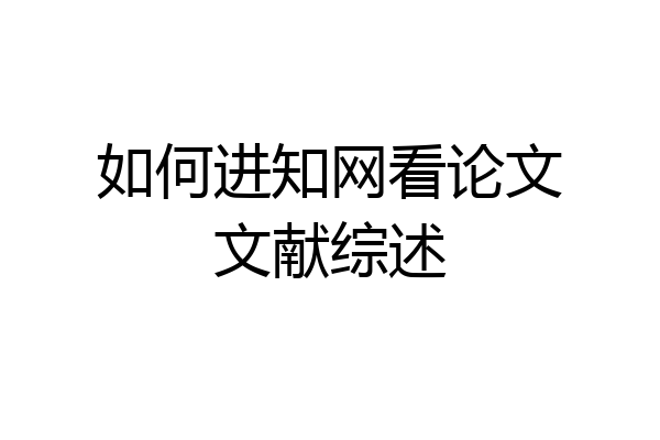 如何进知网看论文文献综述