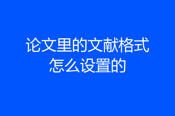 论文里的文献格式怎么设置的