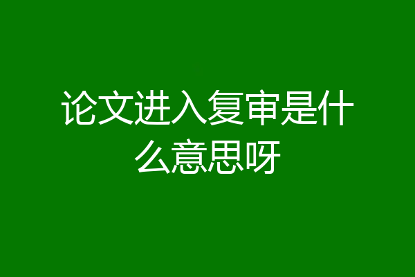 论文进入复审是什么意思呀
