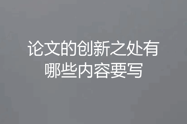 论文的创新之处有哪些内容要写