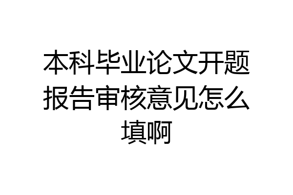 本科毕业论文开题报告审核意见怎么填啊