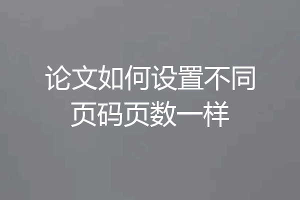 论文如何设置不同页码页数一样