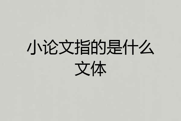 小论文指的是什么文体