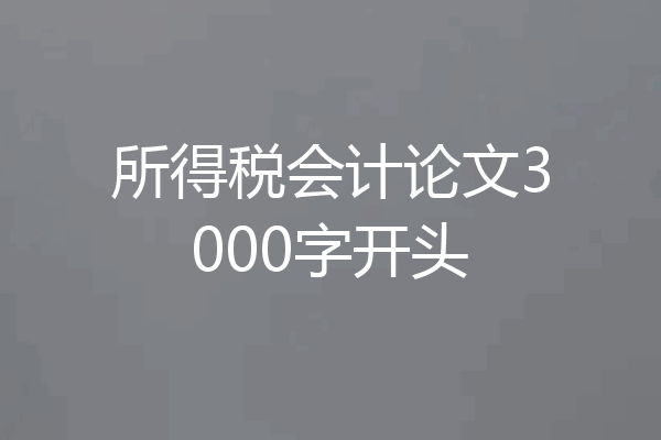 所得税会计论文3000字开头