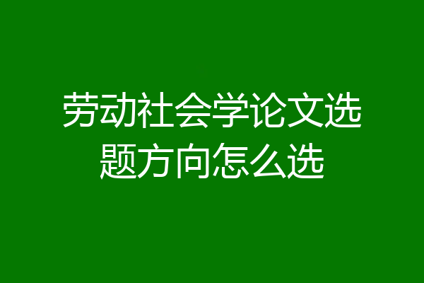 劳动社会学论文选题方向怎么选