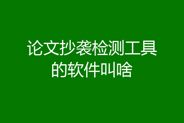 论文抄袭检测工具的软件叫啥