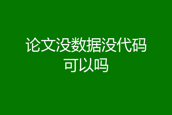 论文没数据没代码可以吗