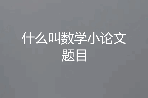 什么叫数学小论文题目