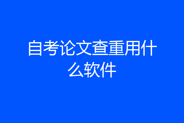 自考论文查重用什么软件