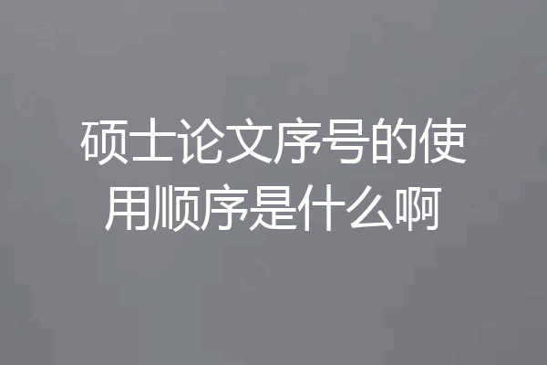 硕士论文序号的使用顺序是什么啊