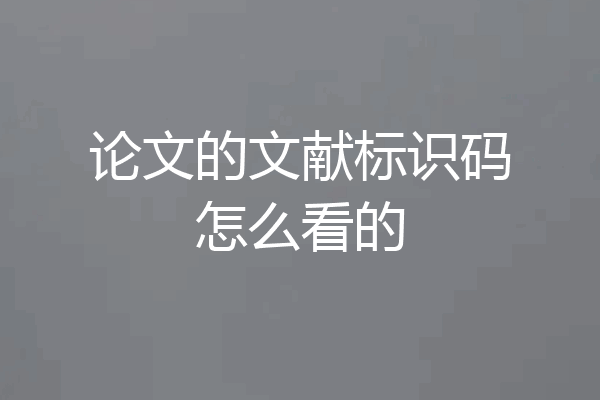 论文的文献标识码怎么看的