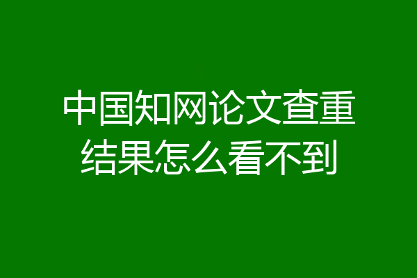 中国知网论文查重结果怎么看不到