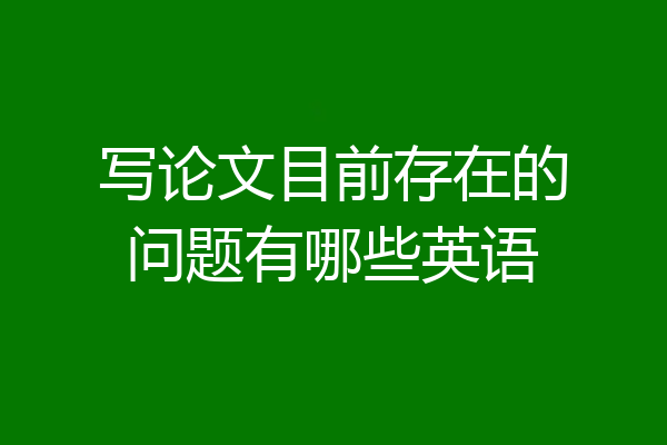 写论文目前存在的问题有哪些英语