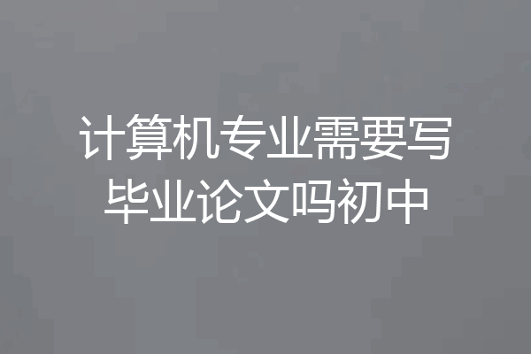 计算机专业需要写毕业论文吗初中