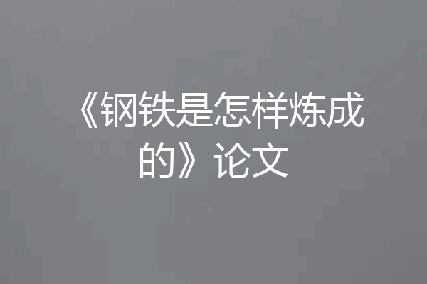 《钢铁是怎样炼成的》论文