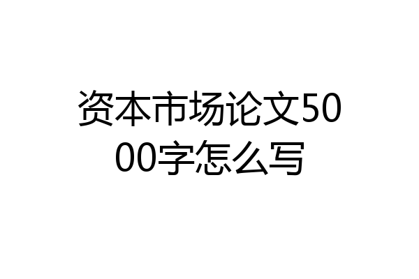 资本市场论文5000字怎么写