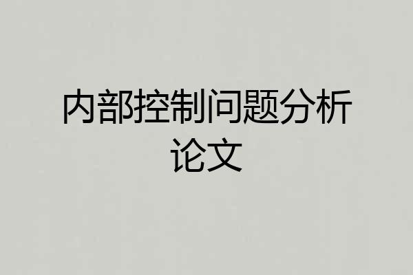 内部控制问题分析论文