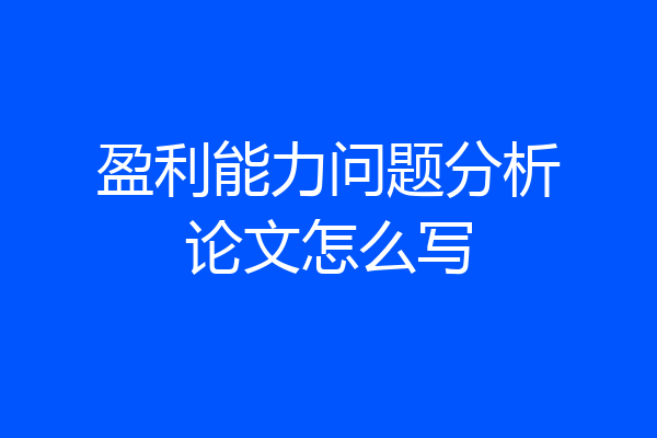 盈利能力问题分析论文怎么写