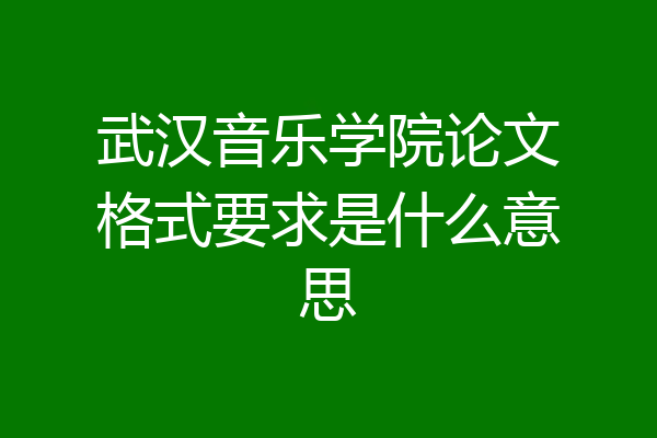 武汉音乐学院论文格式要求是什么意思