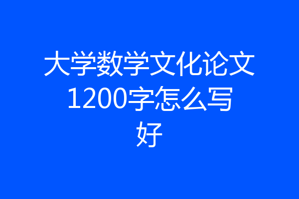 大学数学文化论文1200字怎么写好