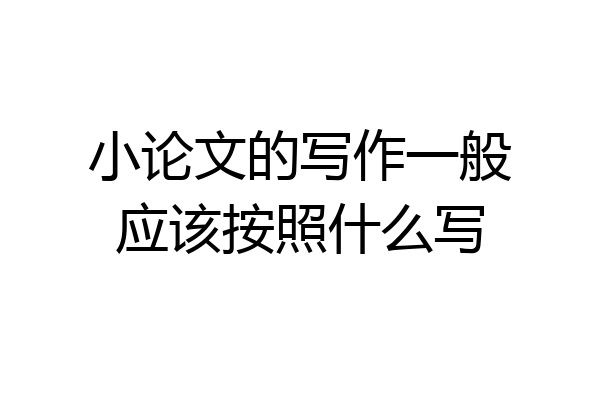 小论文的写作一般应该按照什么写