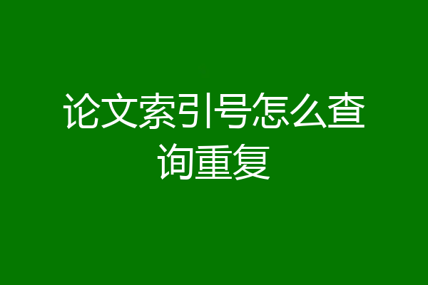 论文索引号怎么查询重复