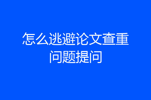 怎么逃避论文查重问题提问