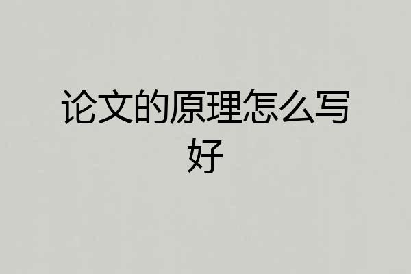 论文的原理怎么写好