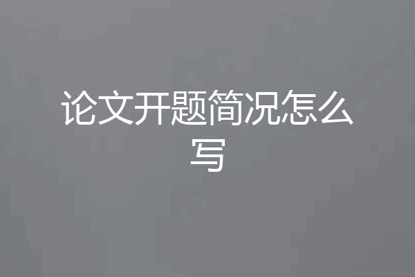 论文开题简况怎么写