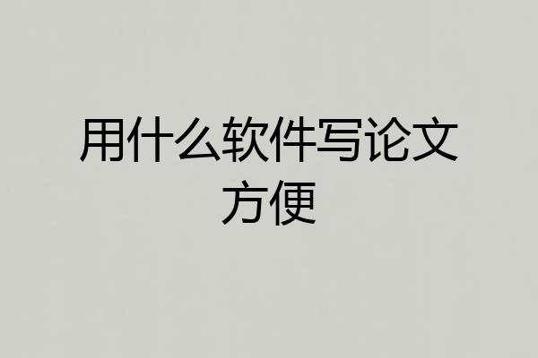 用什么软件写论文方便