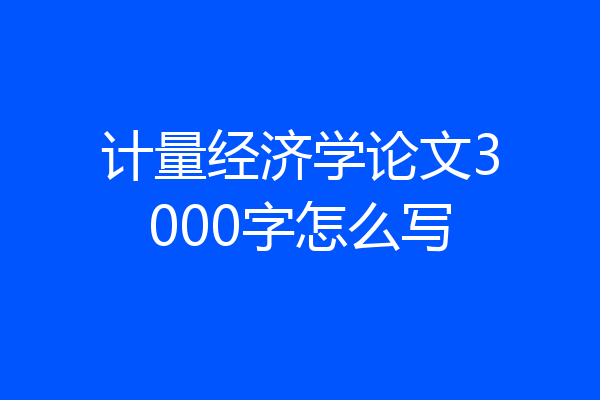 计量经济学论文3000字怎么写