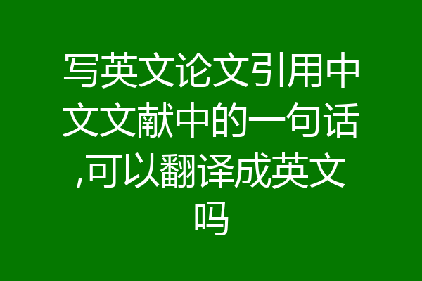 写英文论文引用中文文献中的一句话,可以翻译成英文吗