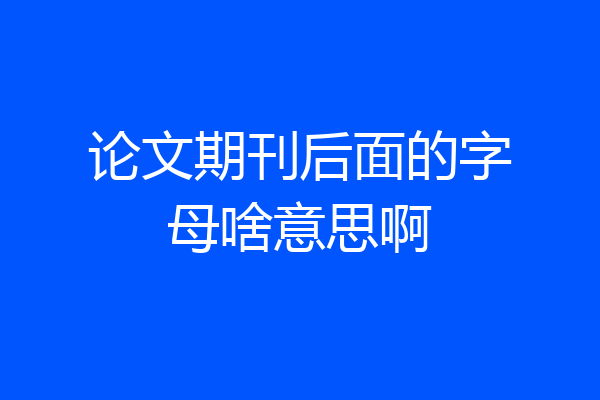 论文期刊后面的字母啥意思啊