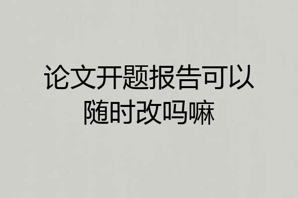 论文开题报告可以随时改吗嘛