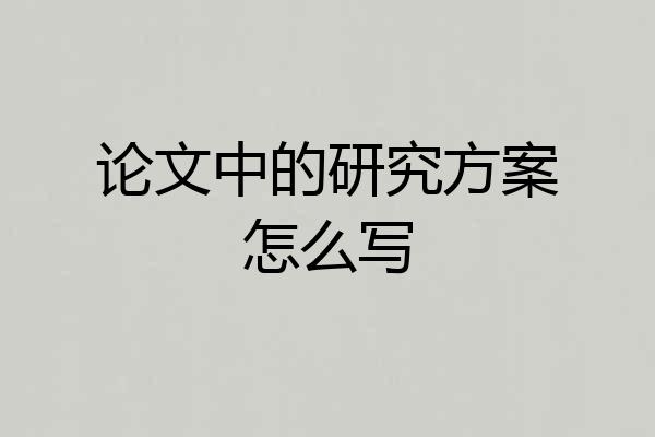 论文中的研究方案怎么写