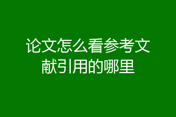 论文怎么看参考文献引用的哪里