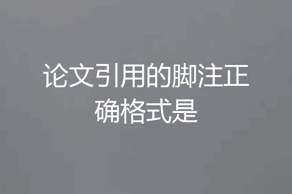 论文引用的脚注正确格式是