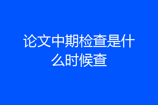 论文中期检查是什么时候查